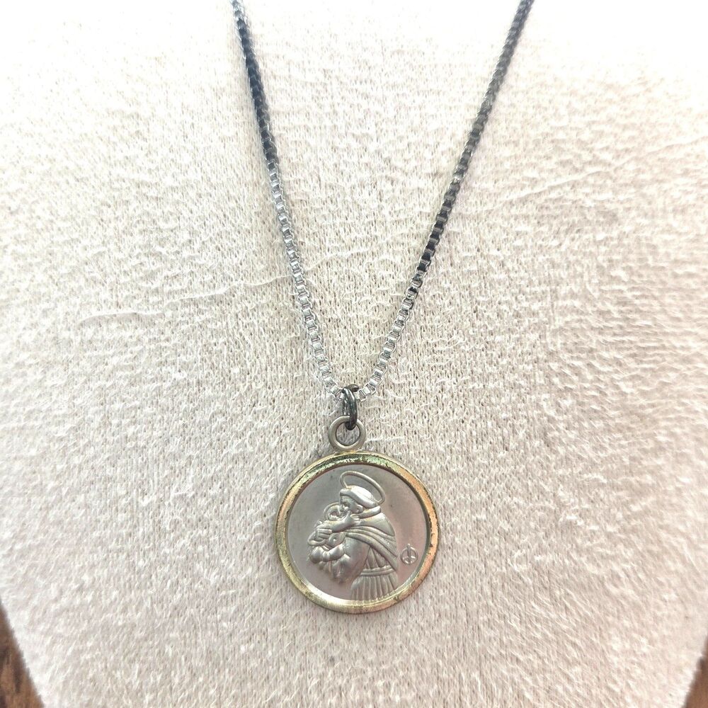 Vintage St Anthony Saint of Miracles Medal Necklace Franciscan Friars
